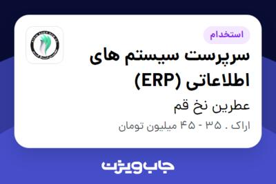 استخدام سرپرست سیستم های اطلاعاتی (ERP) در عطرین نخ قم