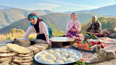 پخت نان تنوری با املت به روش بانوان روستایی گیلانی (فیلم)