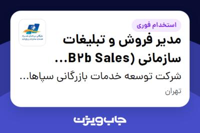 استخدام مدیر فروش و تبلیغات سازمانی (B2b Sales and Marketing Manager) در شرکت توسعه خدمات بازرگانی سپاهان همراه