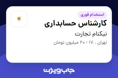 استخدام کارشناس حسابداری - خانم در نیکنام تجارت