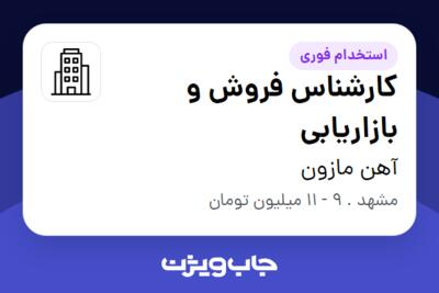 استخدام کارشناس فروش و بازاریابی در آهن مازون