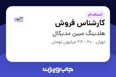 استخدام کارشناس فروش - خانم در هلدینگ مبین مدیکال