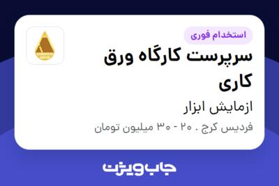 استخدام سرپرست کارگاه ورق کاری - آقا در ازمایش ابزار