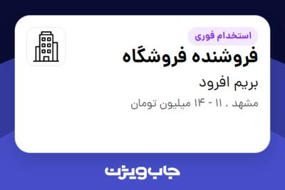 استخدام فروشنده فروشگاه - آقا در بریم افرود