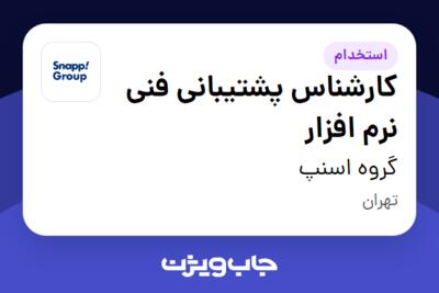استخدام کارشناس پشتیبانی فنی نرم افزار در گروه اسنپ