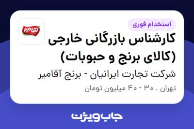 استخدام کارشناس بازرگانی خارجی (کالای برنج و حبوبات) در شرکت تجارت ایرانیان - برنج آقامیر