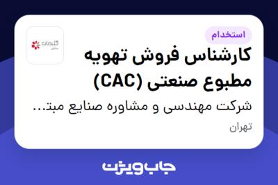 استخدام کارشناس فروش تهویه مطبوع صنعتی (CAC) در شرکت مهندسی و مشاوره صنایع مبتکران گلدیران