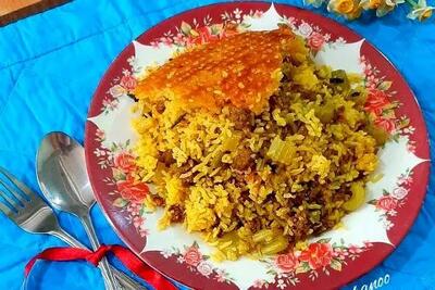 طرز تهیه پلو کرفس با مرغ