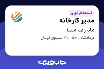 استخدام مدیر کارخانه در ماد رعد سینا