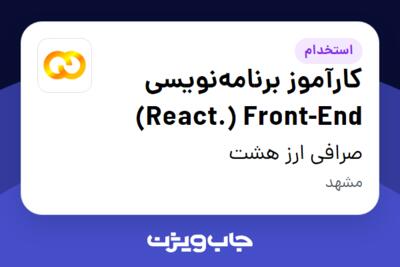 استخدام کارآموز برنامه‌نویسی React.) Front-End) در صرافی ارز هشت