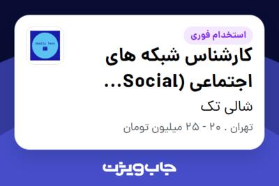 استخدام کارشناس شبکه های اجتماعی (Social Media) در شالی تک