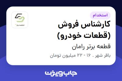 استخدام کارشناس فروش (قطعات خودرو) - آقا در قطعه برتر رامان