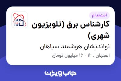 استخدام کارشناس برق (تلویزیون شهری) - آقا در نواندیشان هوشمند سپاهان