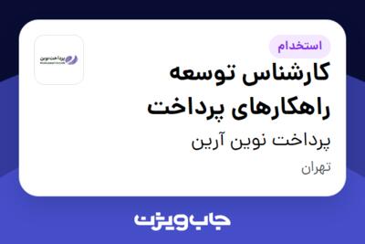 استخدام کارشناس توسعه راهکارهای پرداخت در پرداخت نوین آرین