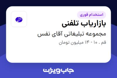 استخدام بازاریاب تلفنی - خانم در مجموعه تبلیغاتی آقای نفس