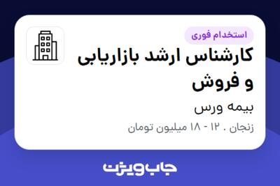 استخدام کارشناس ارشد بازاریابی و فروش در بیمه ورس