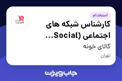 استخدام کارشناس شبکه های اجتماعی (Social Media) در کالای خونه