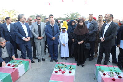 پیکر مطهر ۱۴ شهید گمنام دفاع مقدس وارد خوزستان شد