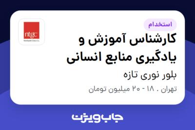 استخدام کارشناس آموزش و یادگیری منابع انسانی در بلور نوری تازه