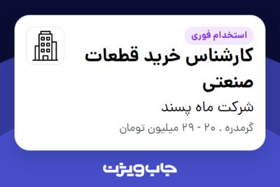 استخدام کارشناس خرید قطعات صنعتی - آقا در شرکت ماه پسند