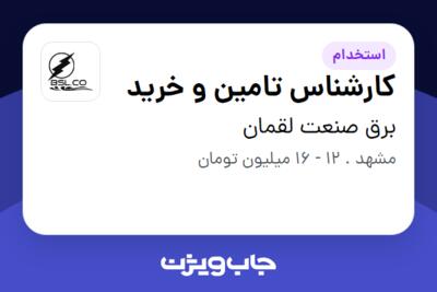 استخدام کارشناس تامین و خرید - خانم در برق صنعت لقمان