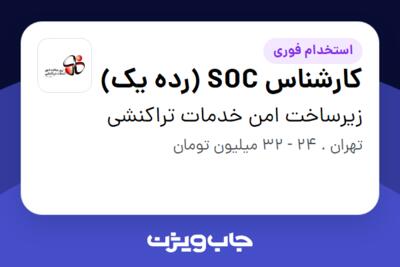 استخدام کارشناس SOC (رده یک) در زیرساخت امن خدمات تراکنشی