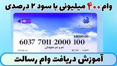 شرایط دریافت وام ۴۰۰ میلیون تومانی بانک رسالت با سود 2 درصد