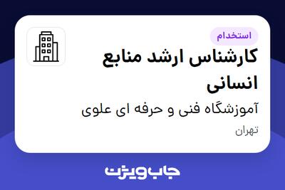 استخدام کارشناس ارشد منابع انسانی - خانم در آموزشگاه فنی و حرفه ای علوی