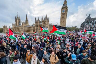 لندن بار دیگر صحنه تظاهرات حامیان فلسطین شد