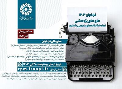 فراخوان طرح‌های پژوهشی ۱۴۰۳ نهاد کتابخانه‌ها منتشر شد