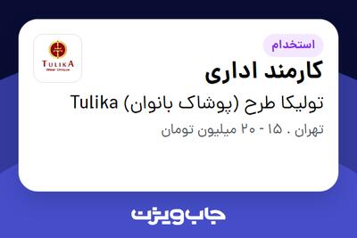 استخدام کارمند اداری در تولیکا طرح (پوشاک بانوان) Tulika