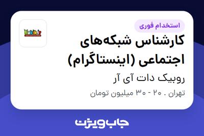 استخدام کارشناس شبکه‌های اجتماعی (اینستاگرام) - خانم در روبیک دات آی آر