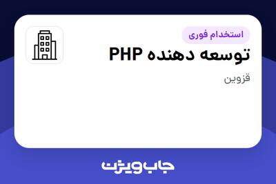 استخدام توسعه دهنده PHP در سازمانی فعال در حوزه اینترنت / تجارت الکترونیک / خدمات آنلاین