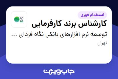 استخدام کارشناس برند کارفرمایی در توسعه نرم افزارهای بانکی نگاه فردای کارآفرین