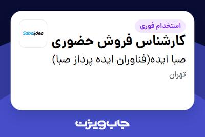 استخدام کارشناس فروش حضوری - آقا در صبا ایده(فناوران ایده پرداز صبا)