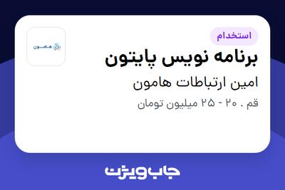 استخدام برنامه نویس پایتون در امین ارتباطات هامون