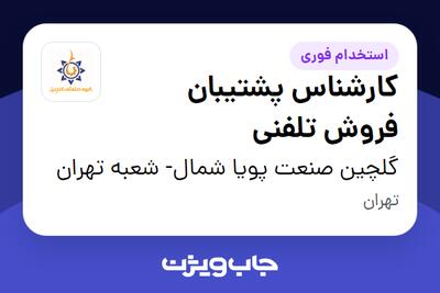 استخدام کارشناس پشتیبان فروش تلفنی - خانم در گلچین صنعت پویا شمال- شعبه تهران