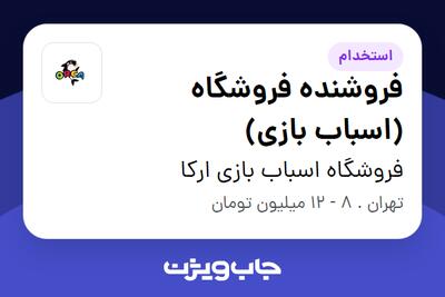 استخدام فروشنده فروشگاه (اسباب بازی) - آقا در فروشگاه اسباب بازی ارکا