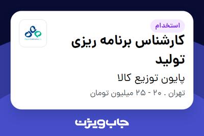 استخدام کارشناس برنامه ریزی تولید در پایون توزیع کالا