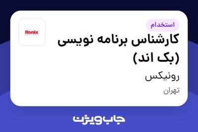 استخدام کارشناس برنامه نویسی (بک اند) در رونیکس