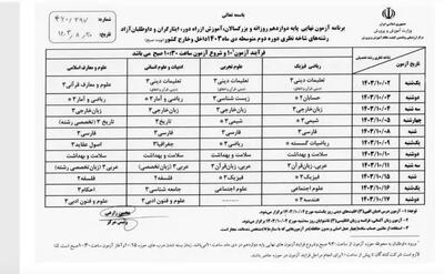 اندیشه معاصر - جدول برنامه امتحان نهایی (جدول زمانبندی)| برنامه امتحانات نهایی دی‌ ماه دانش‌ آموزان+ امتحانات غیر حضوری می‌ شود؟ اندیشه معاصر