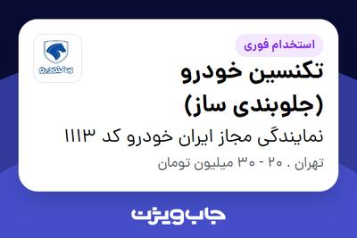 استخدام تکنسین خودرو (جلوبندی ساز) - آقا در نمایندگی مجاز ایران خودرو کد 1113