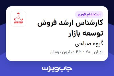 استخدام کارشناس ارشد فروش توسعه بازار - خانم در گروه صباحی