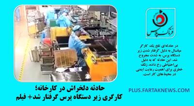 حادثه دلخراش در کارخانه؛ کارگری زیر دستگاه پرس گرفتار شد+ فیلم