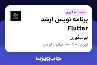 استخدام برنامه نویس ارشد Flutter در یونیکورن