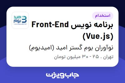 استخدام برنامه نویس Front-End (Vue.js) در نوآوران بوم گستر امید (امیدبوم)