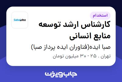 استخدام کارشناس ارشد توسعه منابع انسانی در صبا ایده(فناوران ایده پرداز صبا)