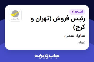 استخدام رئیس فروش (تهران و کرج) در سایه سمن