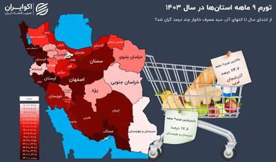 در 9ماه ابتدایی سال کدام استان بالاترین تورم را تجربه کرده است؟