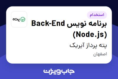 استخدام برنامه نویس Back-End (Node.js) در پته پرداز آیریک